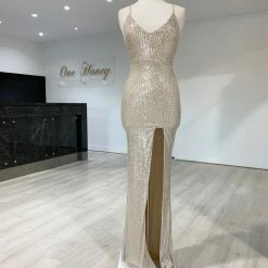 NEW ARRIVALS Honey Couture LUZ Silver Lace Up Sequin Formal Gown Dress 12 NEW ARRIVALS Honey Couture LUZ Silver Lace Up Sequin Formal Gown Dress