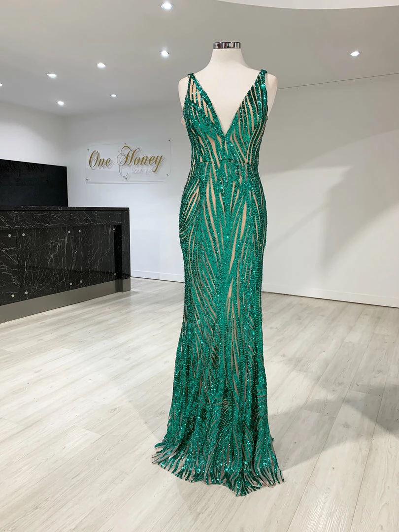One Honey Boutique Honey Couture YASMIN Emerald Green Sequin Formal Gown NEW ARRIVALS 8 One Honey Boutique Honey Couture YASMIN Emerald Green Sequin Formal Gown NEW ARRIVALS