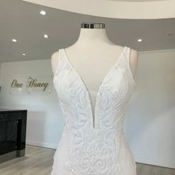 Tina Holly Couture Made To Order Tina Holly Couture BA109 Off White Sequin & Lace Mermaid Bridal Formal Dress