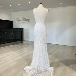 Tina Holly Couture Made To Order Tina Holly Couture BA109 Off White Sequin & Lace Mermaid Bridal Formal Dress