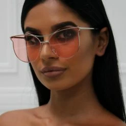 Honey Couture Sunglasses ACCESSORIES Honey Couture ALANNA Silver & Rose Lense Sunglasses