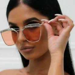 Honey Couture Sunglasses Honey Couture SHERIE Silver Frame & Orange Lense Sunglasses