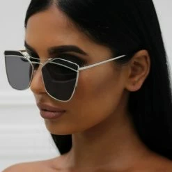 Honey Couture Sunglasses Honey Couture SHERIE Silver Frame & Black Lense Sunglasses