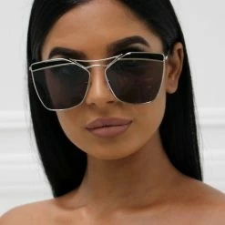 Honey Couture Sunglasses Honey Couture SHERIE Silver Frame & Black Lense Sunglasses