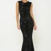 Honey Couture DELILAH Black Sequin Evening Gown Dress NEW ARRIVALS