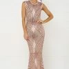 Honey Couture DELILAH Rose Gold Sequin Evening Gown Dress NEW ARRIVALS