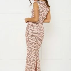 Honey Couture DELILAH Rose Gold Sequin Evening Gown Dress NEW ARRIVALS