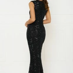 Honey Couture DELILAH Black Sequin Evening Gown Dress NEW ARRIVALS