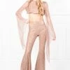 Honey Couture KIRRA Gold Crystal Detail Flared Jumpsuit SEQUIN DRESSES