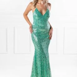 One Honey Boutique The MARINDA Teal Green Sequin Corset Mermaid Formal Gown NEW ARRIVALS