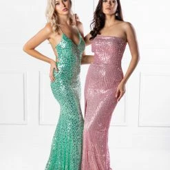 One Honey Boutique The MARINDA Teal Green Sequin Corset Mermaid Formal Gown NEW ARRIVALS