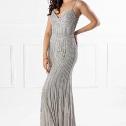 Honey Couture DIAMONDS Grey Sequin Mermaid Formal Gown Dress NEW ARRIVALS