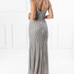 Honey Couture DIAMONDS Grey Sequin Mermaid Formal Gown Dress NEW ARRIVALS