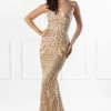 NEW ARRIVALS Honey Couture ALIZEY Gold Glitter Snakeskin Strapless Formal Gown Dress
