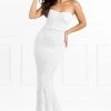Honey Couture LA ROSA White Strapless Sequin Evening Gown Dress 2 Honey Couture LA ROSA White Strapless Sequin Evening Gown Dress