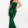 Honey Couture TOPAZ Emerald Green Strapless Mermaid Formal Gown