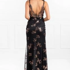 One Honey Boutique Honey Couture HIVE Black & Rose Gold Sequin Formal Gown