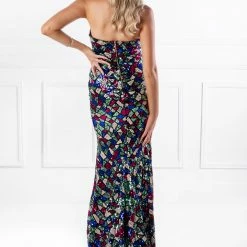 Honey Couture ELTON Strapless Mermaid Evening Gown Dress