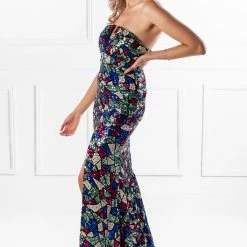 Honey Couture ELTON Strapless Mermaid Evening Gown Dress