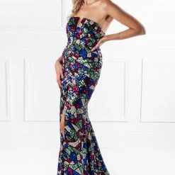 Honey Couture ELTON Strapless Mermaid Evening Gown Dress