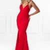 Honey Couture NEW ARRIVALS The SANCHA Red Low Back Lace Up Mermaid Evening Gown Dress