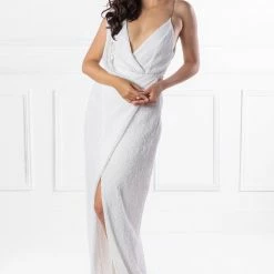 NEW ARRIVALS Honey Couture SHANIKA White One Sleeve Sequin Formal Dress