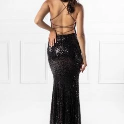 One Honey Boutique NEW ARRIVALS The NIKEETA Black Sequin Corset Back Mermaid Formal Gown