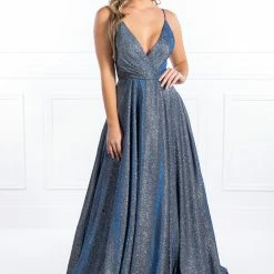 Honey Couture Made To Your Measurements NEW ARRIVALS Honey Couture TAHLIA Glitter Fabric Lace Up Back Formal Dress