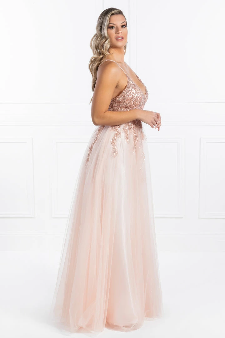 Honey Couture EDEN Blush Crystal Beaded Tulle Formal Gown 6 Honey Couture EDEN Blush Crystal Beaded Tulle Formal Gown