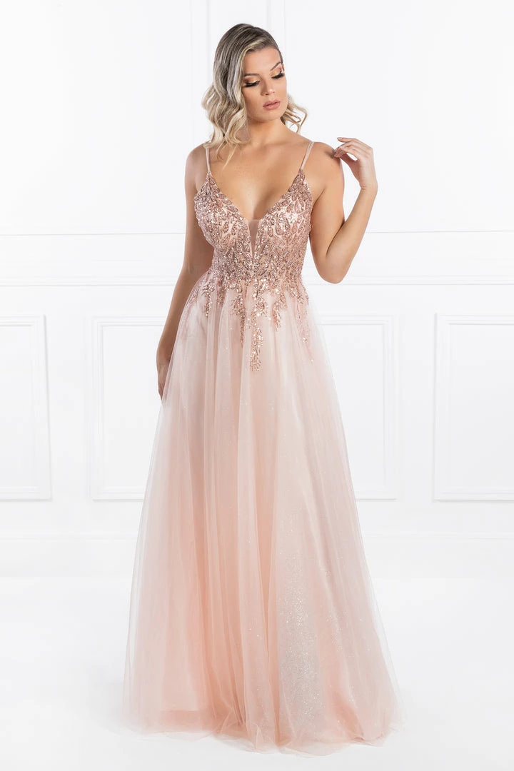 Honey Couture EDEN Blush Crystal Beaded Tulle Formal Gown 3 Honey Couture EDEN Blush Crystal Beaded Tulle Formal Gown