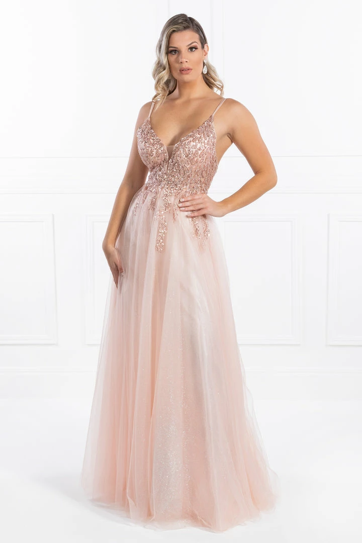 Honey Couture EDEN Blush Crystal Beaded Tulle Formal Gown 5 Honey Couture EDEN Blush Crystal Beaded Tulle Formal Gown