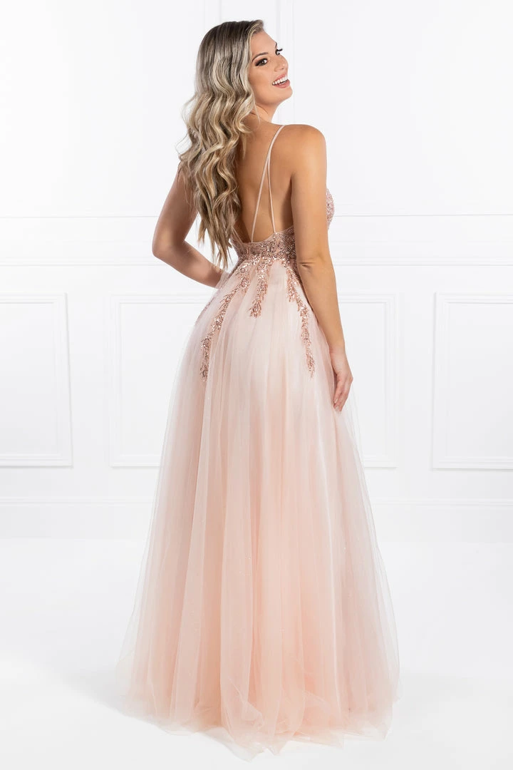 Honey Couture EDEN Blush Crystal Beaded Tulle Formal Gown 4 Honey Couture EDEN Blush Crystal Beaded Tulle Formal Gown