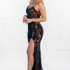 Honey Couture PAULINA Multi Colour Sequin Formal Evening Gown Dress