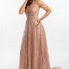 Honey Couture ENYA Rose Gold Glitter Formal Gown NEW ARRIVALS