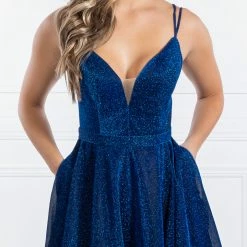 Honey Couture Made To Your Measurements Honey Couture ECLIPSE Glitter Infused Lace Up Back Fabric Formal Dress NEW ARRIVALS