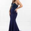 NEW ARRIVALS Honey Couture SERENA Blue Strapless Mermaid Formal Dress