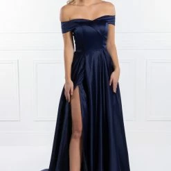 Honey Couture Made To Your Measurements Honey Couture ABIGAIL Off Shoulder Full Skirt Formal Gown