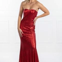 One Honey Boutique Honey Couture LIBBY Red Strapless Sequin Formal Dress NEW ARRIVALS
