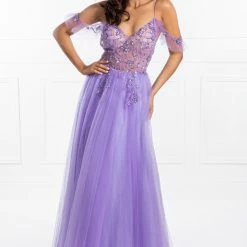 Honey Couture Made To Your Measurements Honey Couture LOLA Purple Crystal Tulle Skirt Formal Dress NEW ARRIVALS
