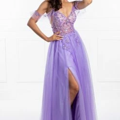 Honey Couture Made To Your Measurements Honey Couture LOLA Purple Crystal Tulle Skirt Formal Dress NEW ARRIVALS
