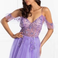Honey Couture Made To Your Measurements Honey Couture LOLA Purple Crystal Tulle Skirt Formal Dress NEW ARRIVALS