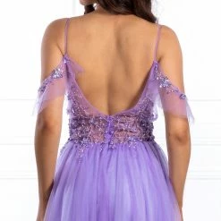Honey Couture Made To Your Measurements Honey Couture LOLA Purple Crystal Tulle Skirt Formal Dress NEW ARRIVALS