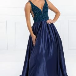 NEW ARRIVALS Honey Couture EMELY Royal Blue Beaded Ball Gown Formal Dress