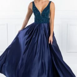 NEW ARRIVALS Honey Couture EMELY Royal Blue Beaded Ball Gown Formal Dress