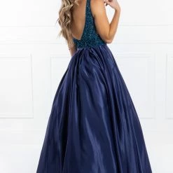 NEW ARRIVALS Honey Couture EMELY Royal Blue Beaded Ball Gown Formal Dress