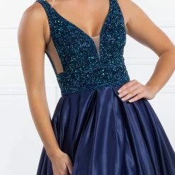 NEW ARRIVALS Honey Couture EMELY Royal Blue Beaded Ball Gown Formal Dress