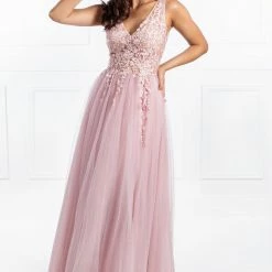 Honey Couture Made To Your Measurements NEW ARRIVALS Honey Couture SKYLAR 3D Flowers Tulle Formal Gown Dress