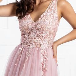 Honey Couture Made To Your Measurements NEW ARRIVALS Honey Couture SKYLAR 3D Flowers Tulle Formal Gown Dress