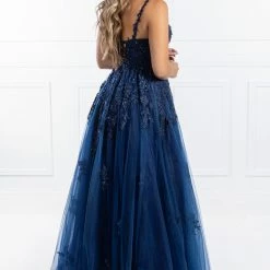 Honey Couture Made To Your Measurements Honey Couture TRENA Beaded V Front Bustier Tulle Skirt Formal Dress