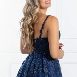 Honey Couture Made To Your Measurements Honey Couture TRENA Beaded V Front Bustier Tulle Skirt Formal Dress